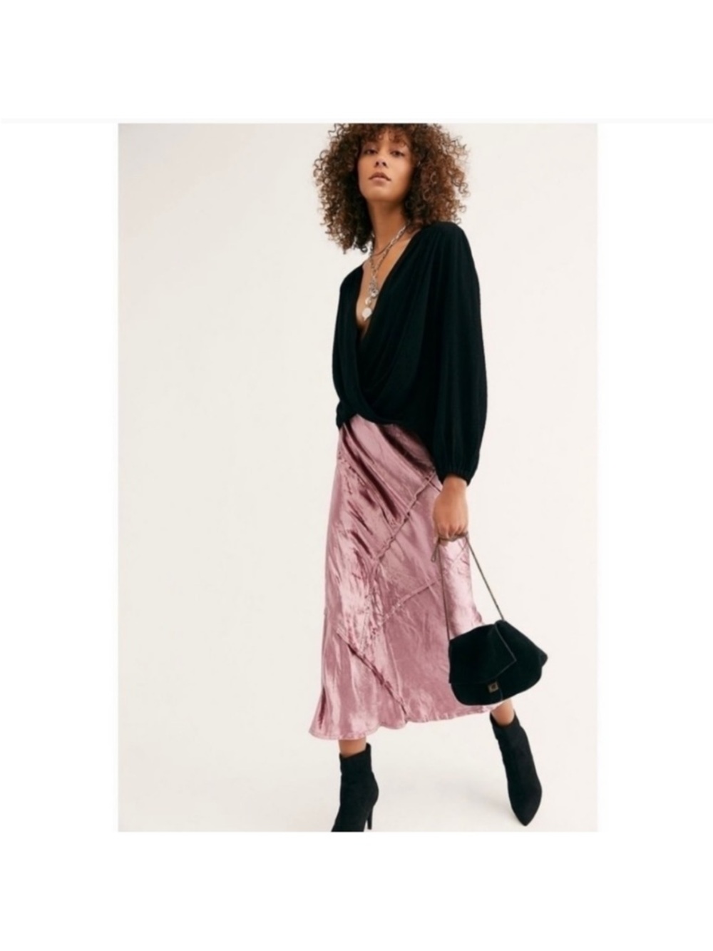 Midi Slip Skirt in Dusty Rose